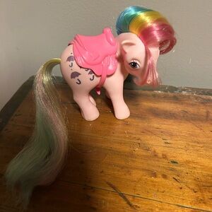 My Little Pony Pink Parasol Vintage G1 Rainbow 1983 Glitter Umbrellas & saddle